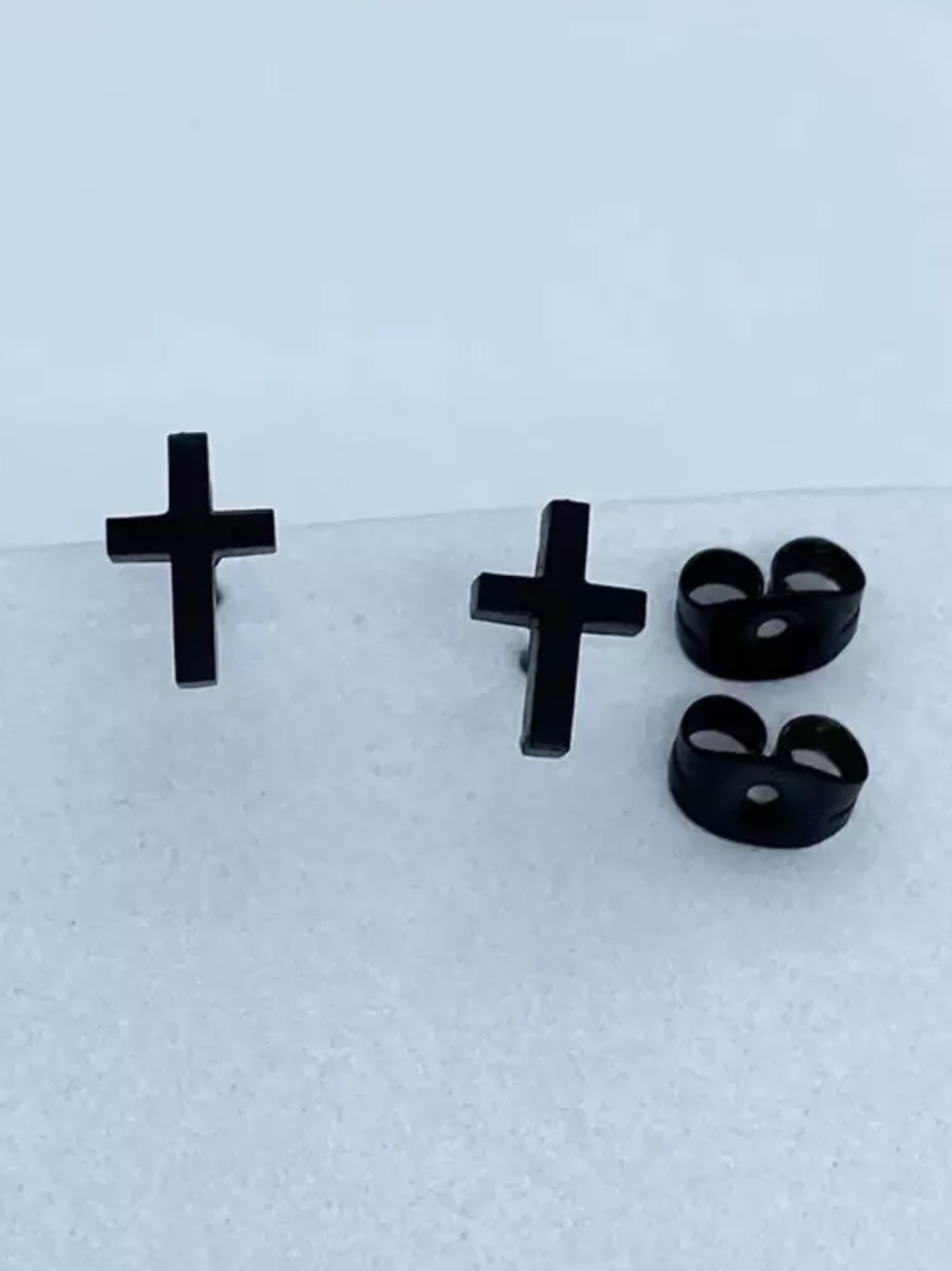 Black Cross Stud Earrings